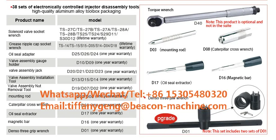 Hot Selling Automotive Repair Kit 38 Pcs Pieces of Cr Common Rail Injector Repair Removal Tools for test Bench