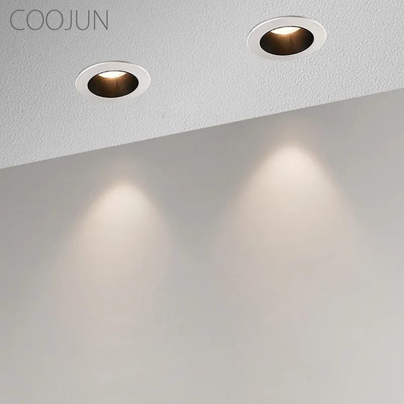 COOJUN LED Mini Spotlight 5W Recessed Downlight Anti-glare Bordered Spot Light Aluminum Ceiling Lamps 110-240V Indoor Lighting