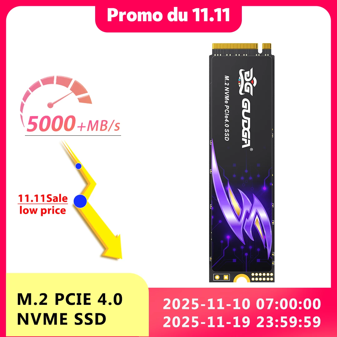 

GUDGA 5000MB/s SSD NVMe M.2 2280 4TB 2TB 1TB 512GB Internal Solid State Drive PCIe 4.0x4 with Heatsink for PS5 Laptop Desktop PC