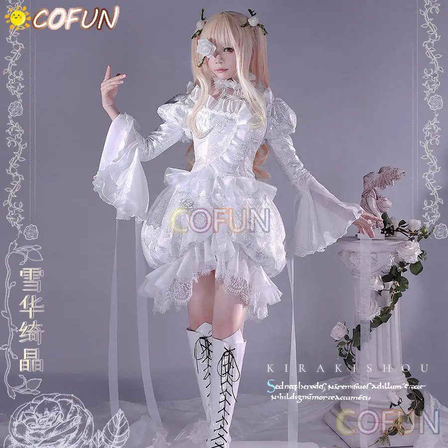 

COFUN Anime Rozen Maiden Cosplay Kirakishou Cosplay Costume Gothic Dress Female Lolita Dress White Cossplay Sexy suit