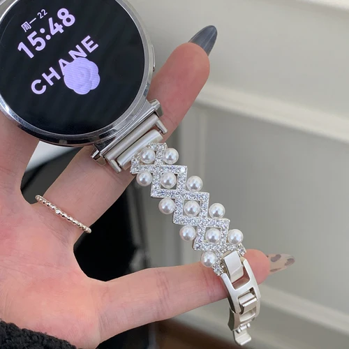 Imagen 2 del producto Correa de metal con circonitas cúbicas para Samsung Galaxy Watch 8 Ultra 2 7 6 5 4 Classic Huawei GT 5 4 3 Pro (41 mm, 46 mm, 18