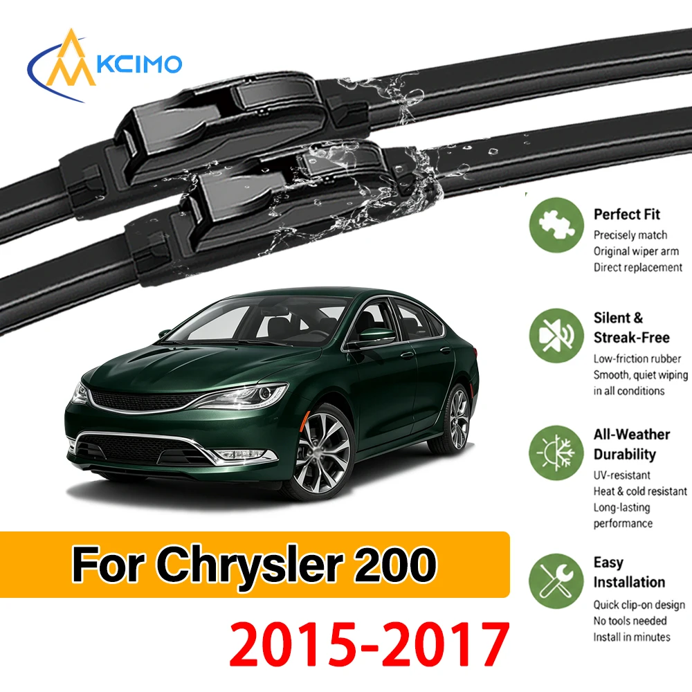 

Long Lasting 2Pcs Foront Black Wiper Blades For Chrysler 200 2015-2017, Quick Install, No Shake