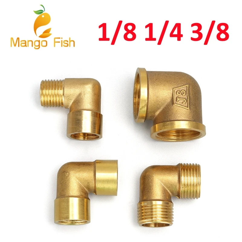 Raccord de Tuyau Coudé en Laiton à 90 Deg, Connecteur Couremplaçant pour Eau, Carburant, Adaptateur en Cuivre, 1/8, 1/4, 3/8, 1/2, 3/4, 1 Pouce,