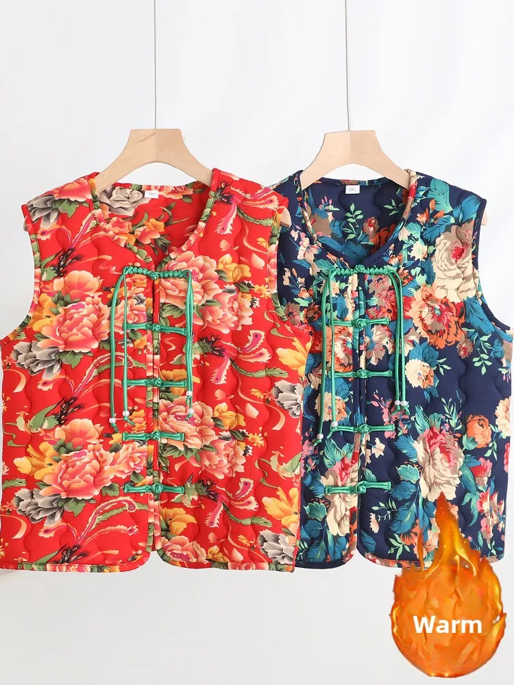 

Новая зимняя утепленная традиционная теплая жилетка больших размеров для женщин, свободного кроя, домашняя одежда для мам