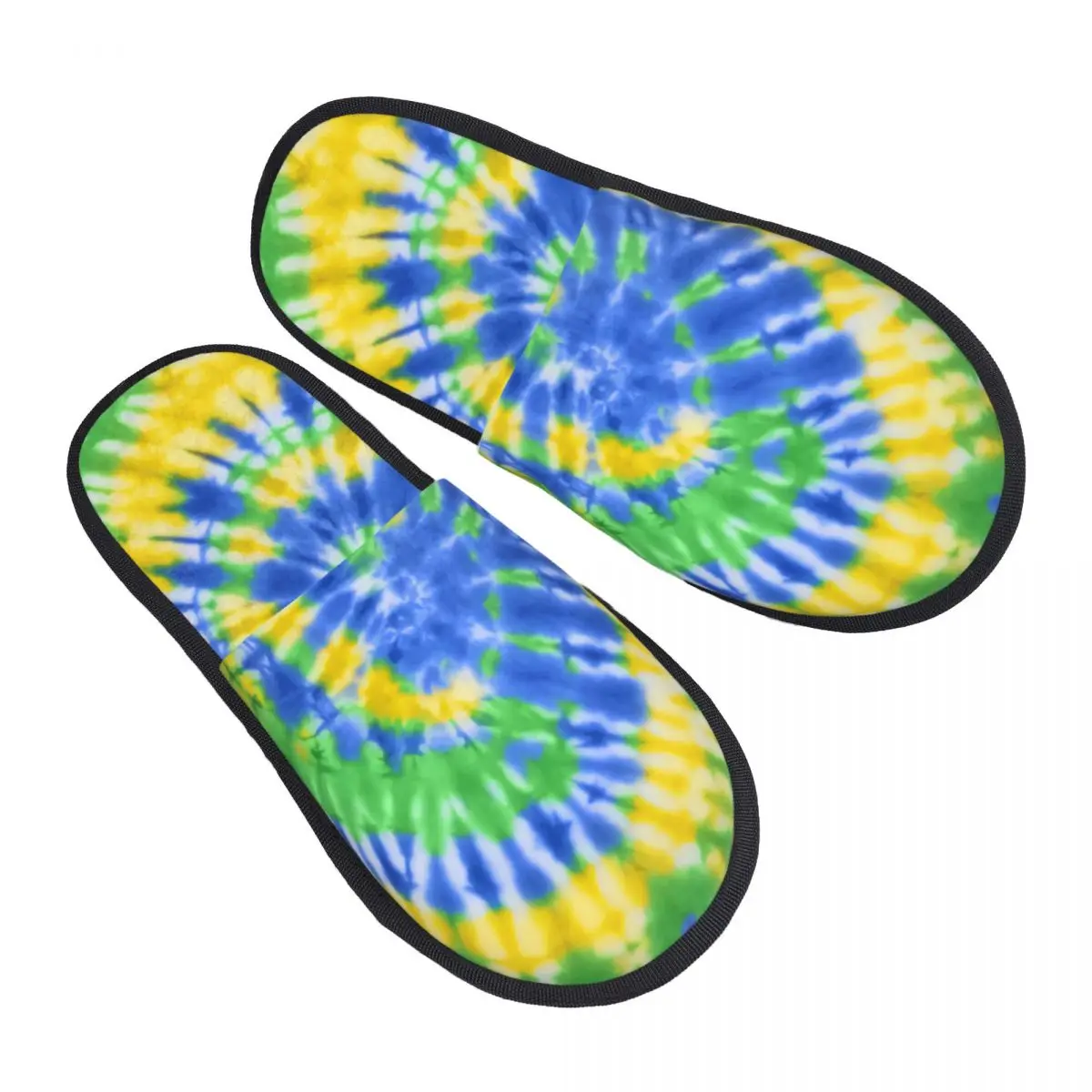 Tie Dye Blue Green And Yellow Guest Slippers for Spa Women Custom Print Traditional Dyeing Art House Slipper