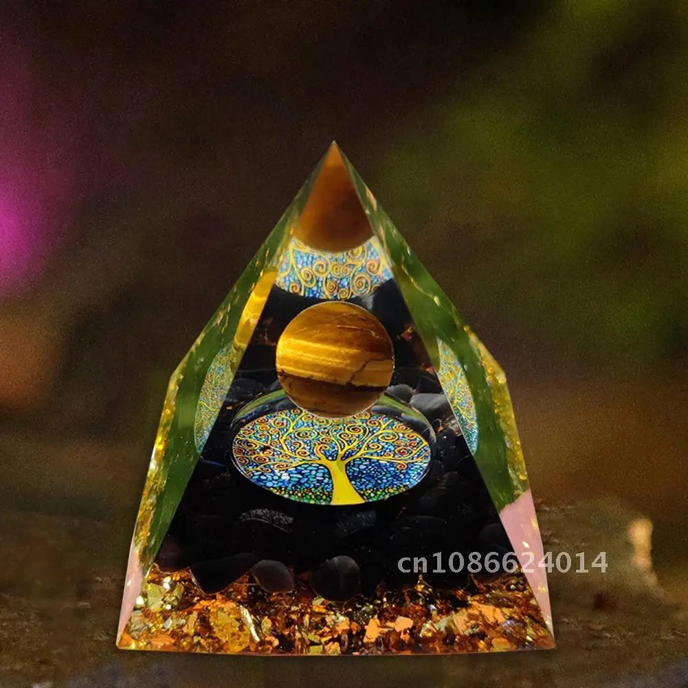 

Healing Tiger Eye Natural Amethyst Crystal Sphere Pyramid Orgone Quartz Protection EMF Energy Orgonite Chakra Stone Meditation