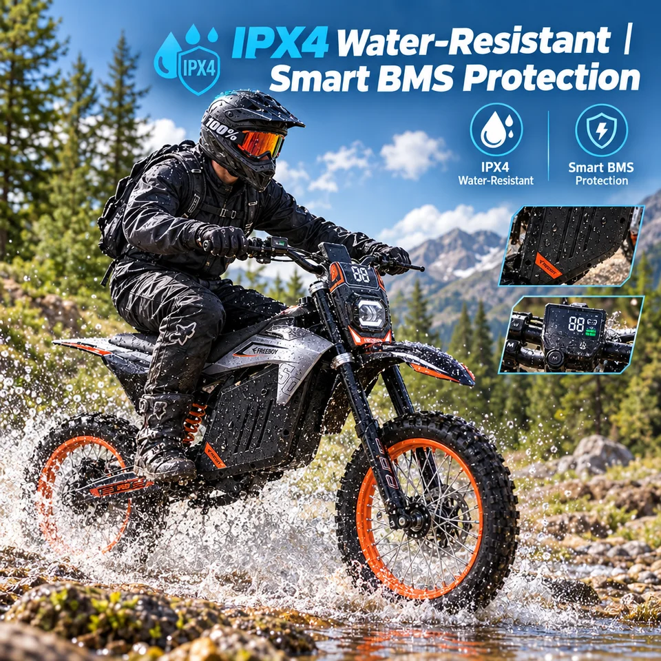 2000W Electric Dirt Bike for Adults, 48V 20.8Ah Off-Road E-Bike, 34MPH Max Speed, 31 Miles Range, 14" All-Terrain Tires, Hydraulic Brakes, Dual Suspension image 8