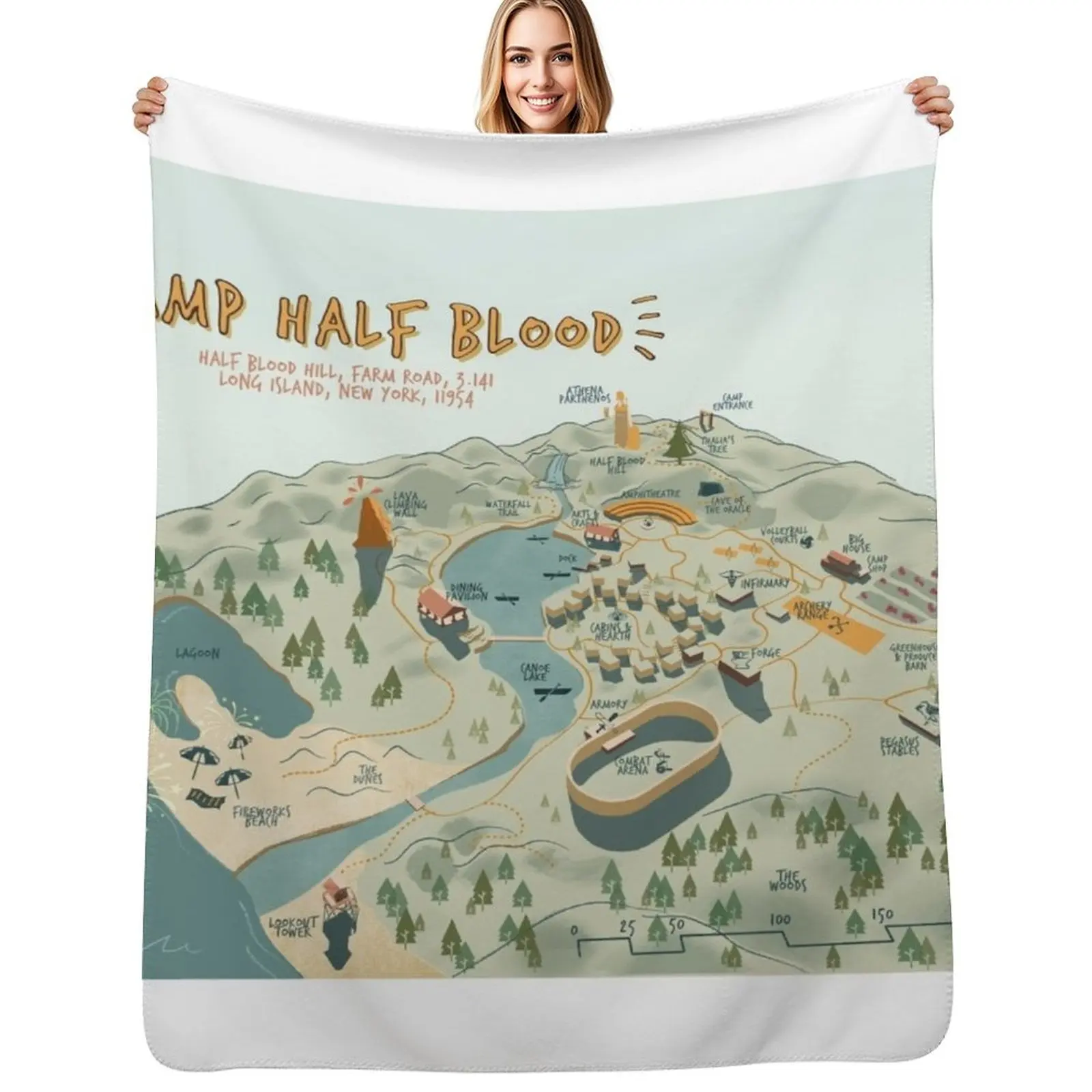 Map of Camp Half Blood Throw Blanket Flannel Fleece Soft Warm Throw Blanket