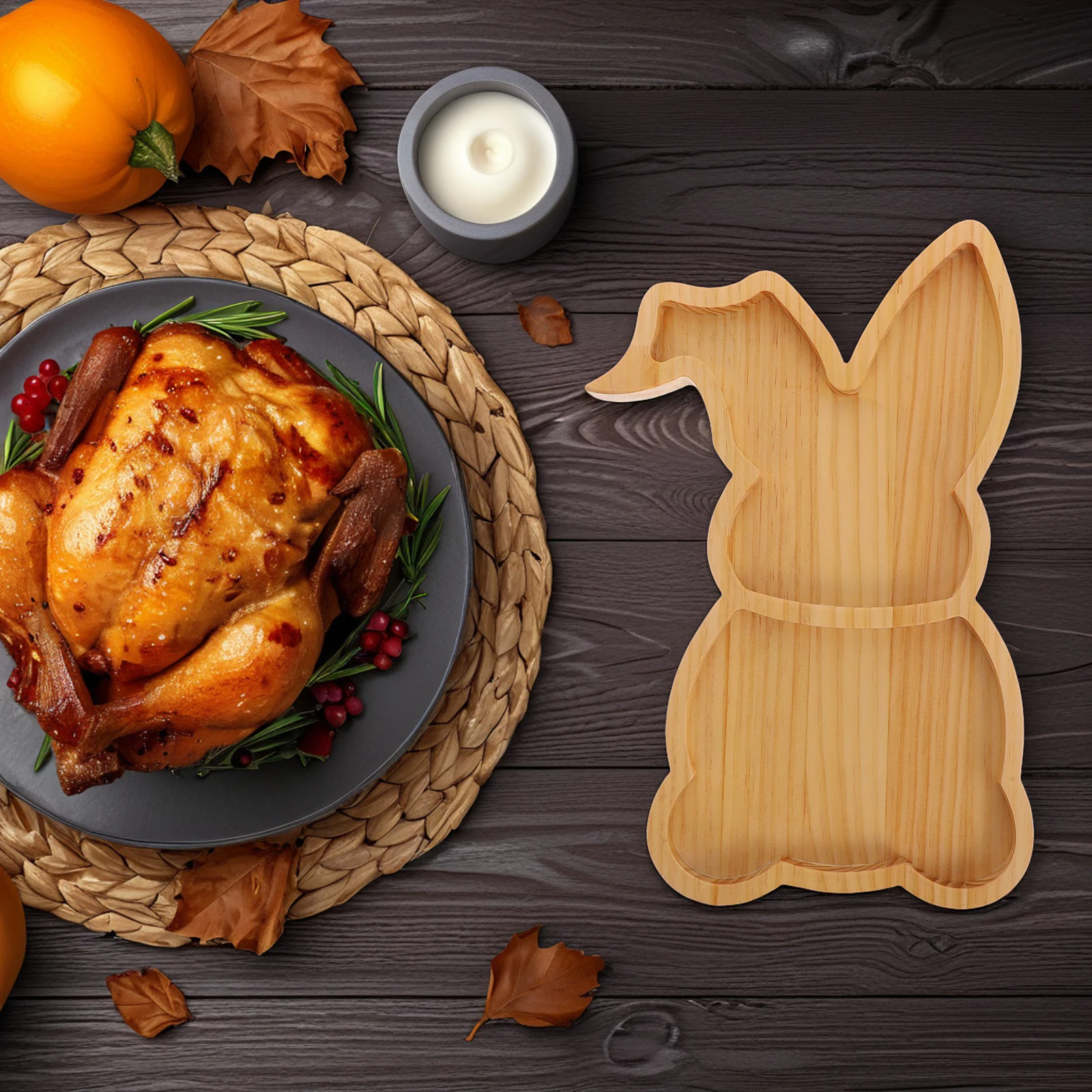 

Rabbit Tray Bunny Shaped Charcutessen Board Wooden Food Serving Decorative Platter Holiday Party Snack Easter Supply