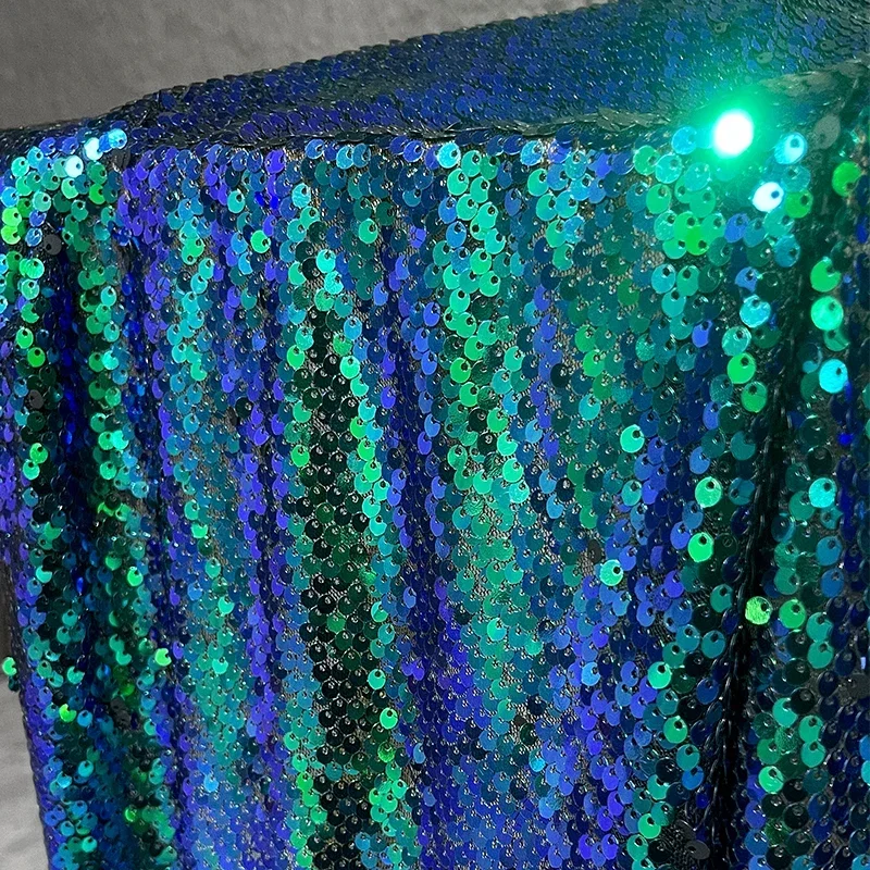 Sequin Fabric Blue Green Aurora Background Decoration Creative Clothing Design Arts Crafts Sewing Wholesale Cloth for Diy