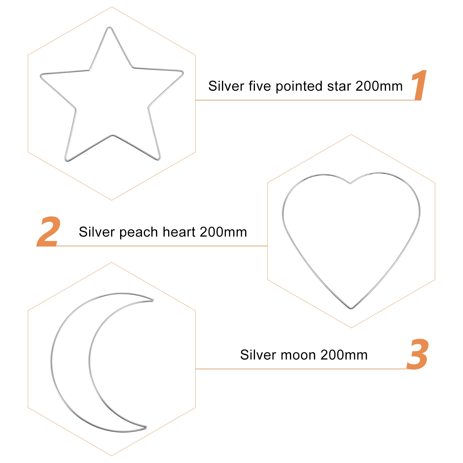 

3pcs Circles Silver Wreath DIY Hoops Frame Dream Catcher Rings Dream Catcher Rings Wedding Craft Christmas Decorations