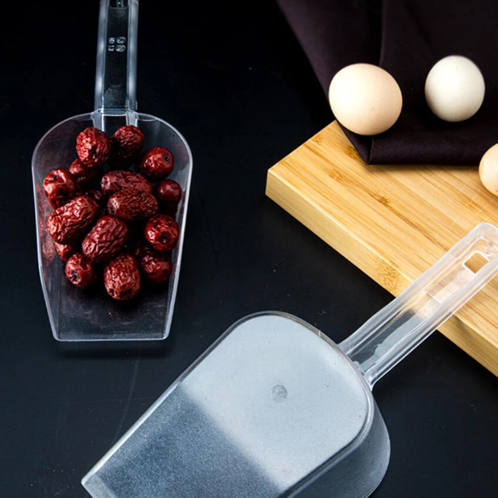 

6pcs Ice Shovel Food Scoop Transparent Plastic Large Capacity Kitchen Bar Restaurant Dessert Shop Rice Shovel Household Scoop