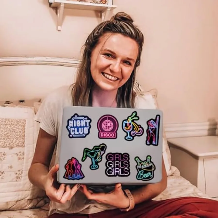 50Pcs Party Neon Stickers Waterproof Vinyl Graffiti Stickers for Laptop Water Bottle Kindle Suitcase Bicycle Notebooks Scrapboo view 4