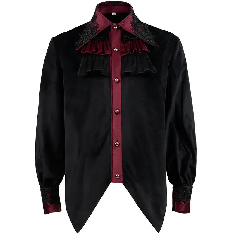 Euro-american Men's Pleated Shirt Medieval Clothing Steampunk Victorian Top