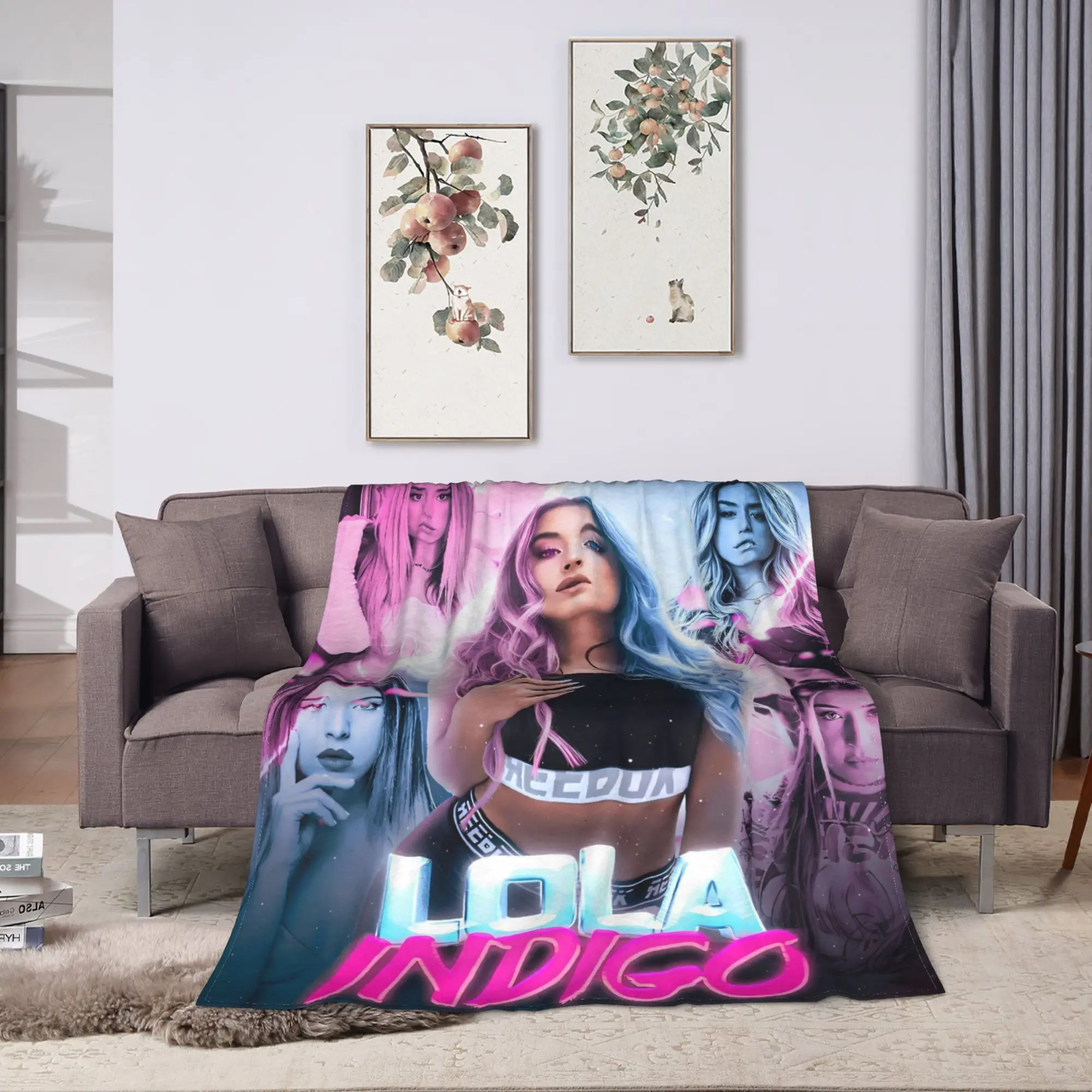 L-Lolas I-Indigos Spanish Singer  Blanket Quality Super Soft  Throw Blanket Winter Travel Bedroom Print Bedspread