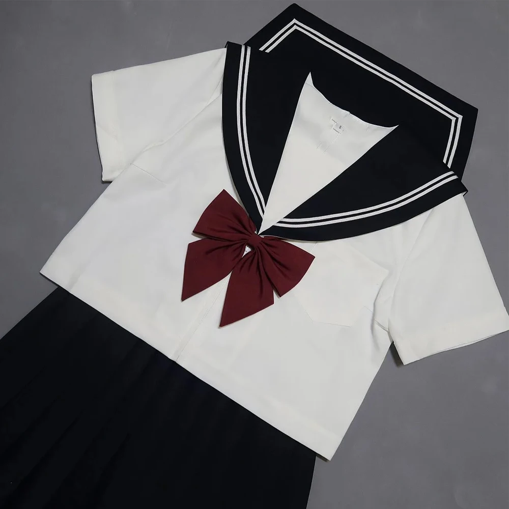 S-8XL Japan School Girl JK Uniform Short/long Sleeve Cosplay Sissy Navy Sailor Set Pleated Skirt Cross dresser COS Anime Costume