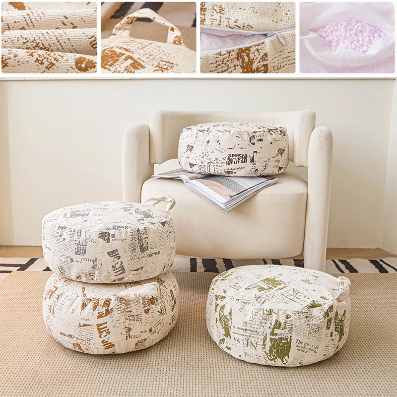 

Premium Round Floor Cushion EPP Particle Support Removable Washable Cover with Handle for Living Room Study Bay Window Decor