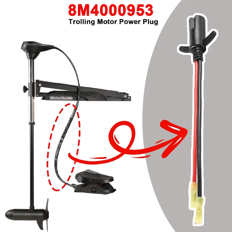 Enchufe de alimentación del Motor de curricán 8M4000953, 2 puntas, se conecta con motores de 12 voltios, 24 voltios o 36 voltios