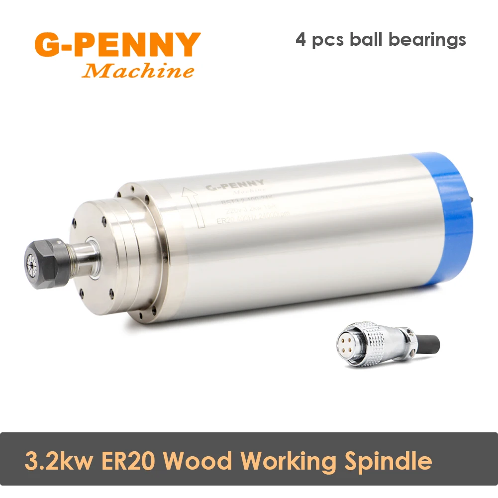 G-Penny 3.2kw ER20 100mm Water cooled spindle motor Wood working 4pcs ball bearings for Router engraving machine