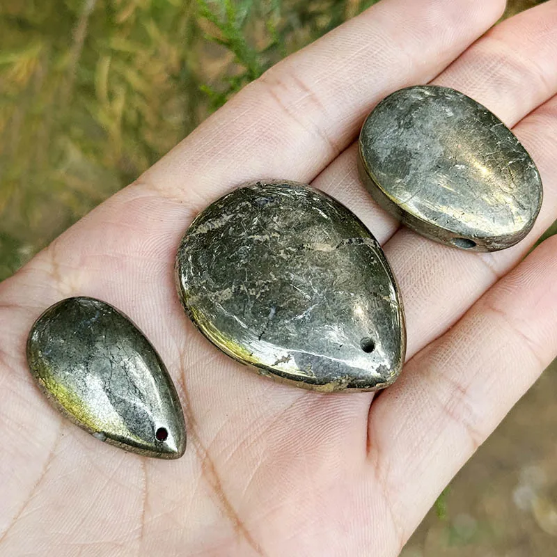 22x30/35x45mm Drop Natural Pyrite Stone Loose Beads DIY For Craft Necklace Pendant Charms Jewelry Making Accessories 1 Pcs