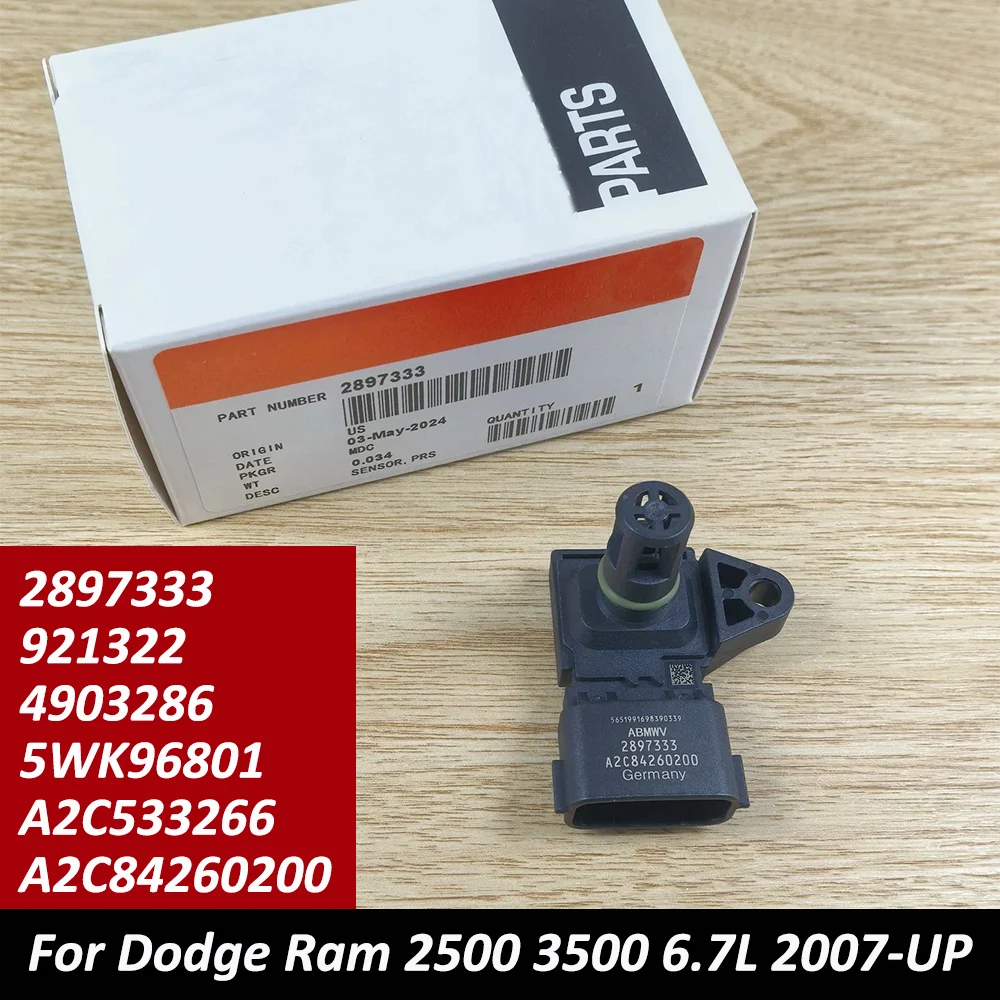 

OEM 2897333 5WK96801 Датчик давления воздухозаборного коллектора MAP для Dodge Ram 6.7L 2007-UP A2C533266 921322 4903286 A2C84260200