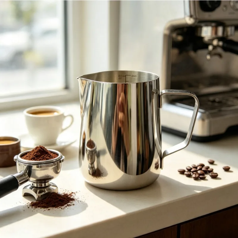Milk Frothing Pitcher,Stainless Steel Jug Steaming Pitcher, for Espresso, Cappuccino, Barista Frother Jug with Scale