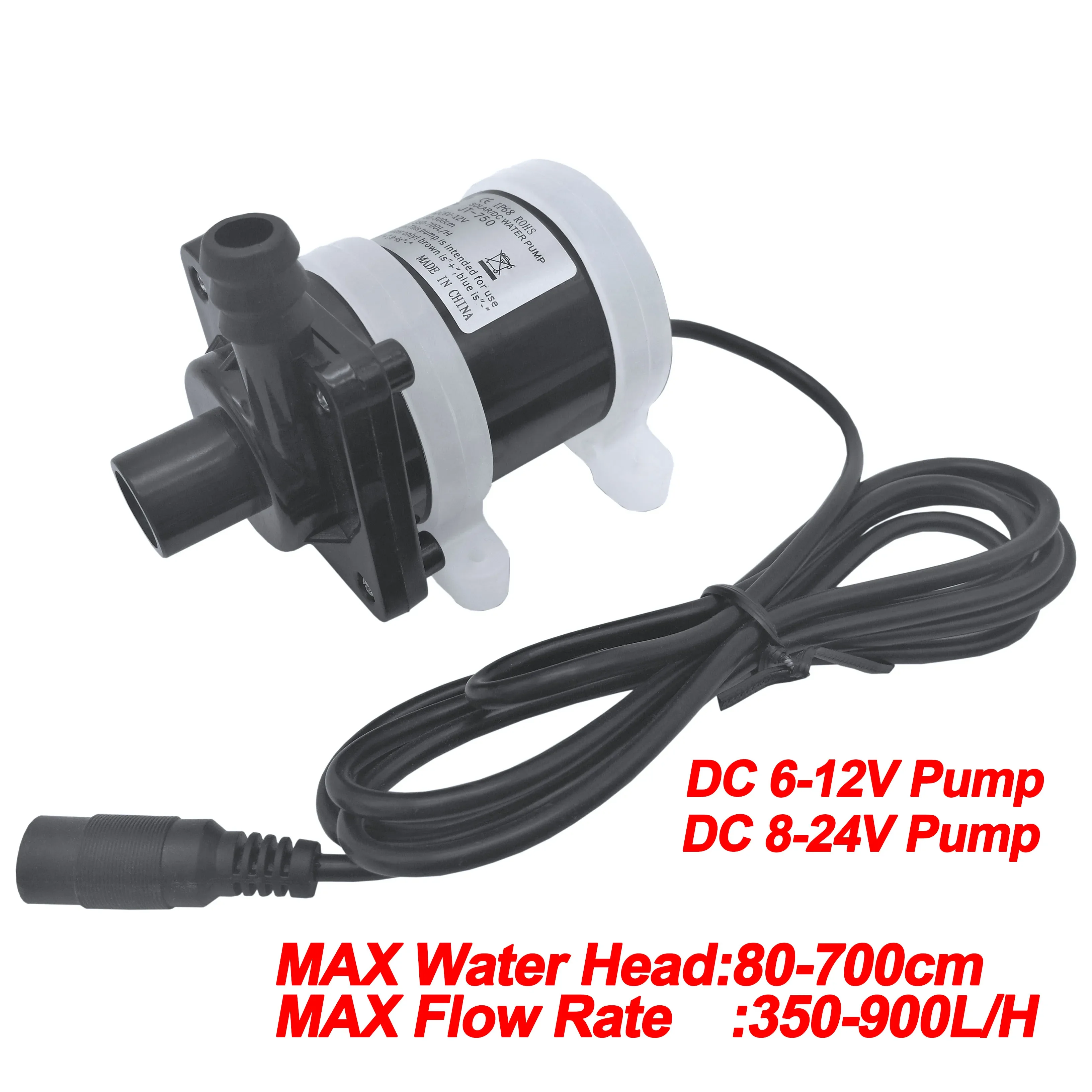 350-900L/H Free Shipping 750 DC Submersible Circulation Water Pump, Micro Submersible Brushless Water Pump for Aquarium