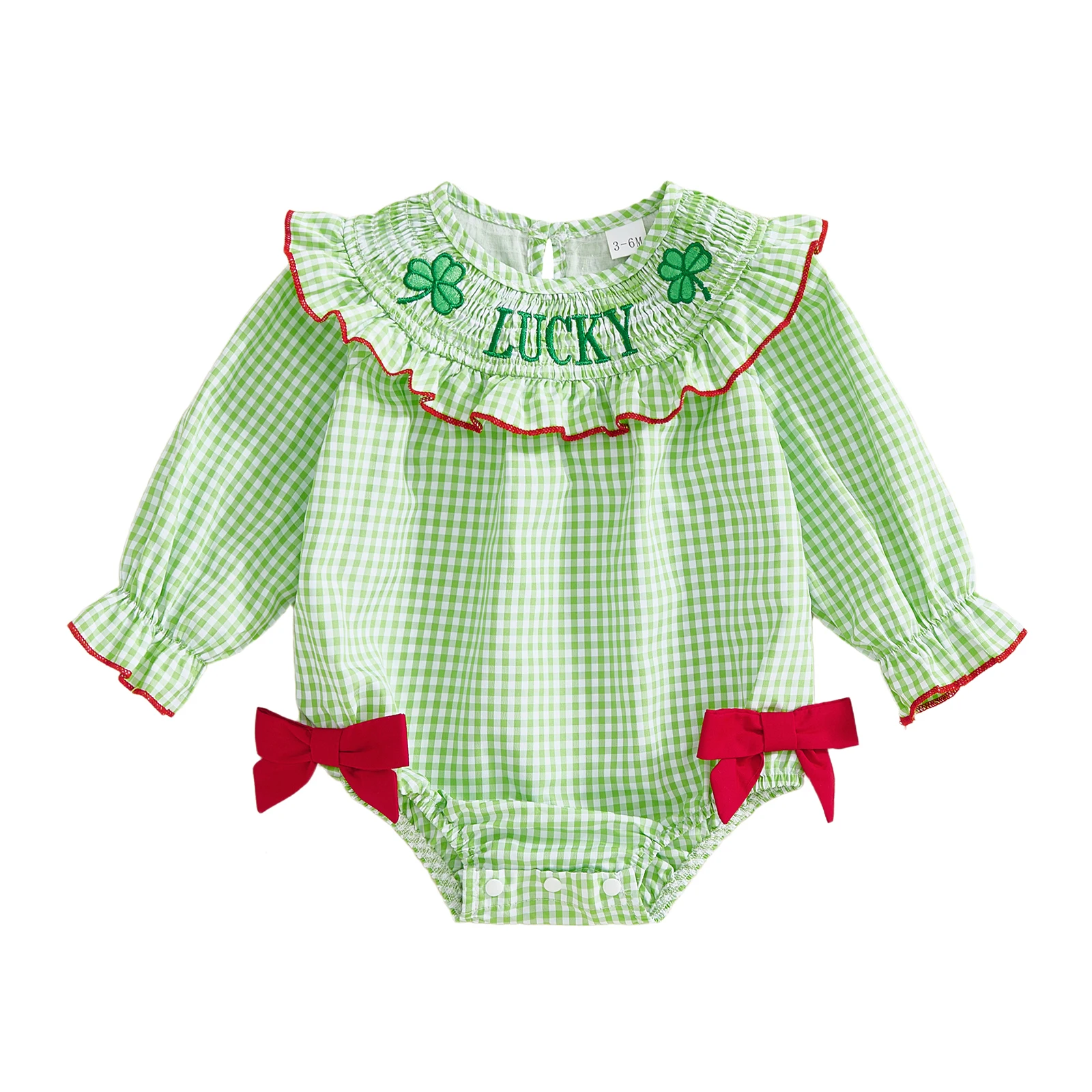 

Комбинезон для маленьких мальчиков в ирландском стиле, полосатый комбинезон с короткими рукавами и v-образным вырезом с принтом трилистника и застежкой на пуговицы