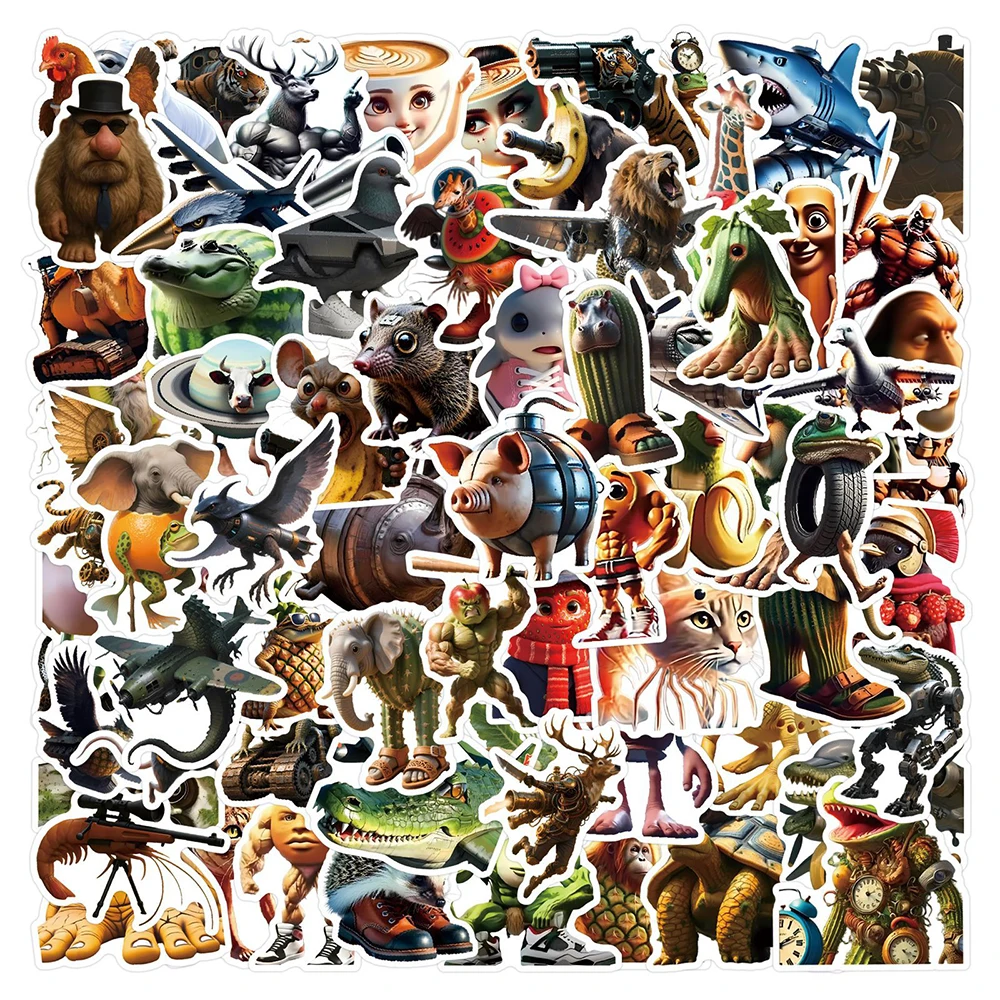 

10/30/50/100pcs Abstract Animal Stickers Tung Tung Sahur Italian Brainrot Animals Cartoon Decal DIY Luggage Phone Cup Guitar Toy