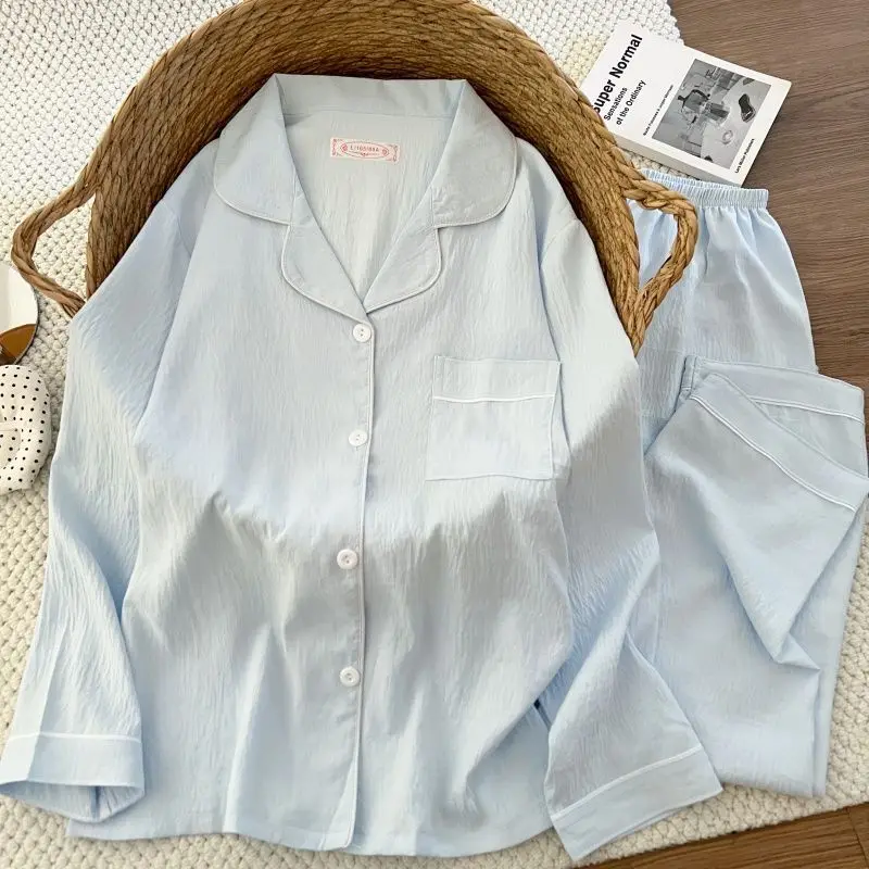 2026 New Spring and Autumn Popular Items Thin Women's Sweet Pajamas Long Sleeved Pants Home Clothing Set Ladies Sleepwear