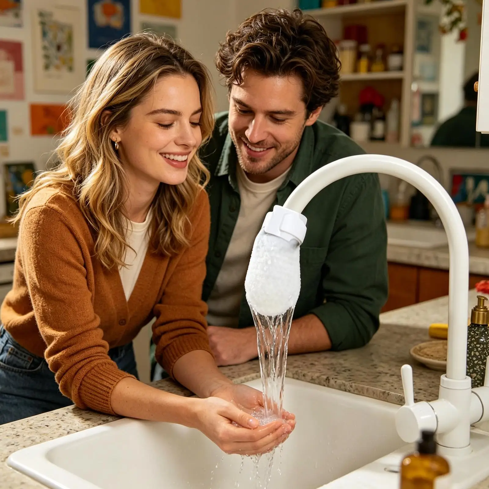 Faucet Filter Cotton Portable Splash-Proof Universal Cleaner Kitchen Faucet Filter Cotton Bag for Kitchen Bathroom Water Sink view 3