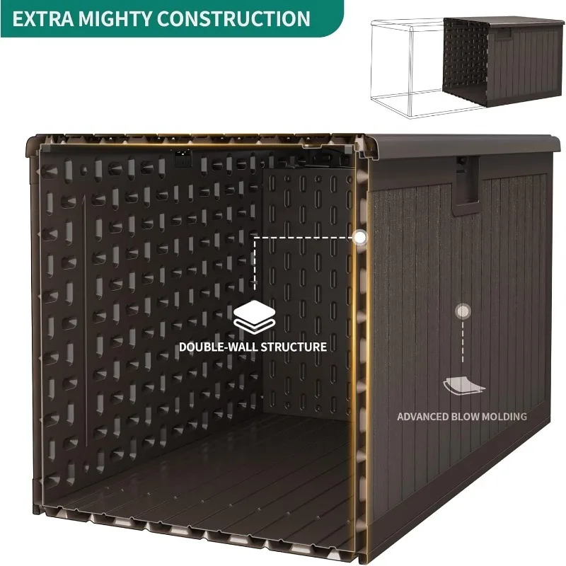 Caja de cubierta grande con divisores y asas laterales, caja de almacenamiento de doble pared para exteriores, cojines para muebles de Patio, resistente al agua, superventas