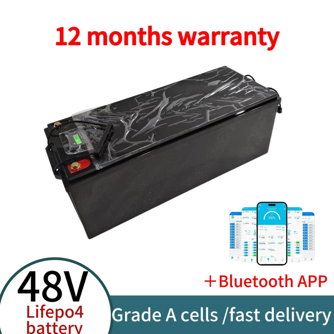 48V50 100Ah 150Ah 200Ah 300Ah Lifepo4 Lithium Battery pack bluetooth Parellel for Solar system 3000W 5000W 6000W Inverter 100