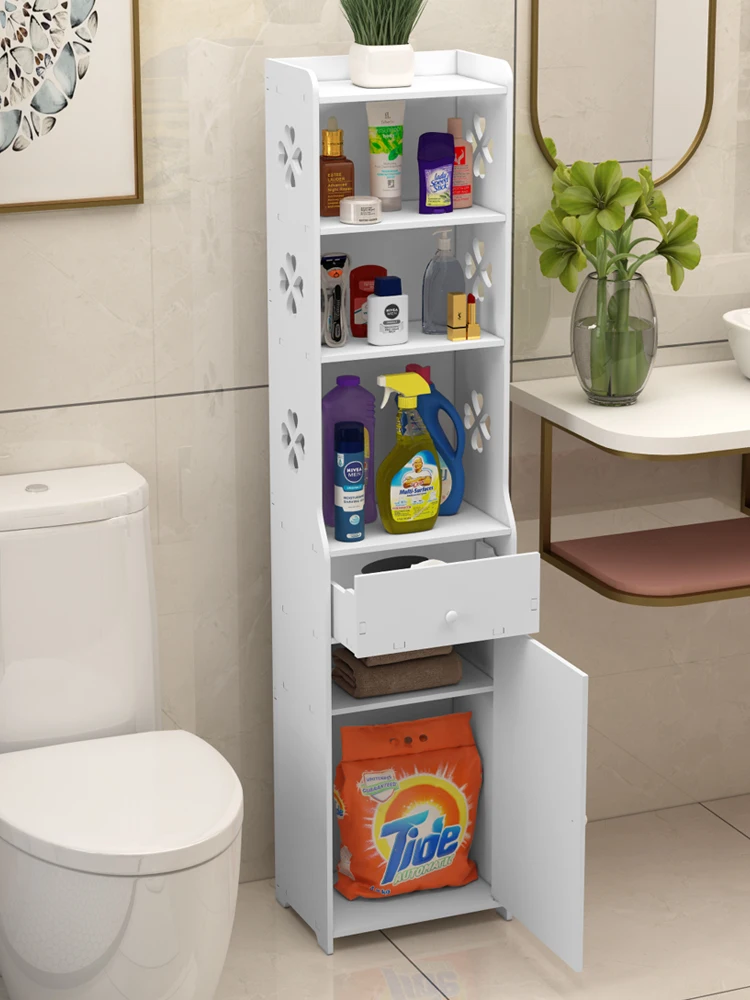 

Водонепроницаемая полка для хранения в ванной комнате, шкаф с прорезями для унитаза, стеллаж для хранения по краям умывальника, стеллаж для хранения в ванной комнате, боковой шкаф