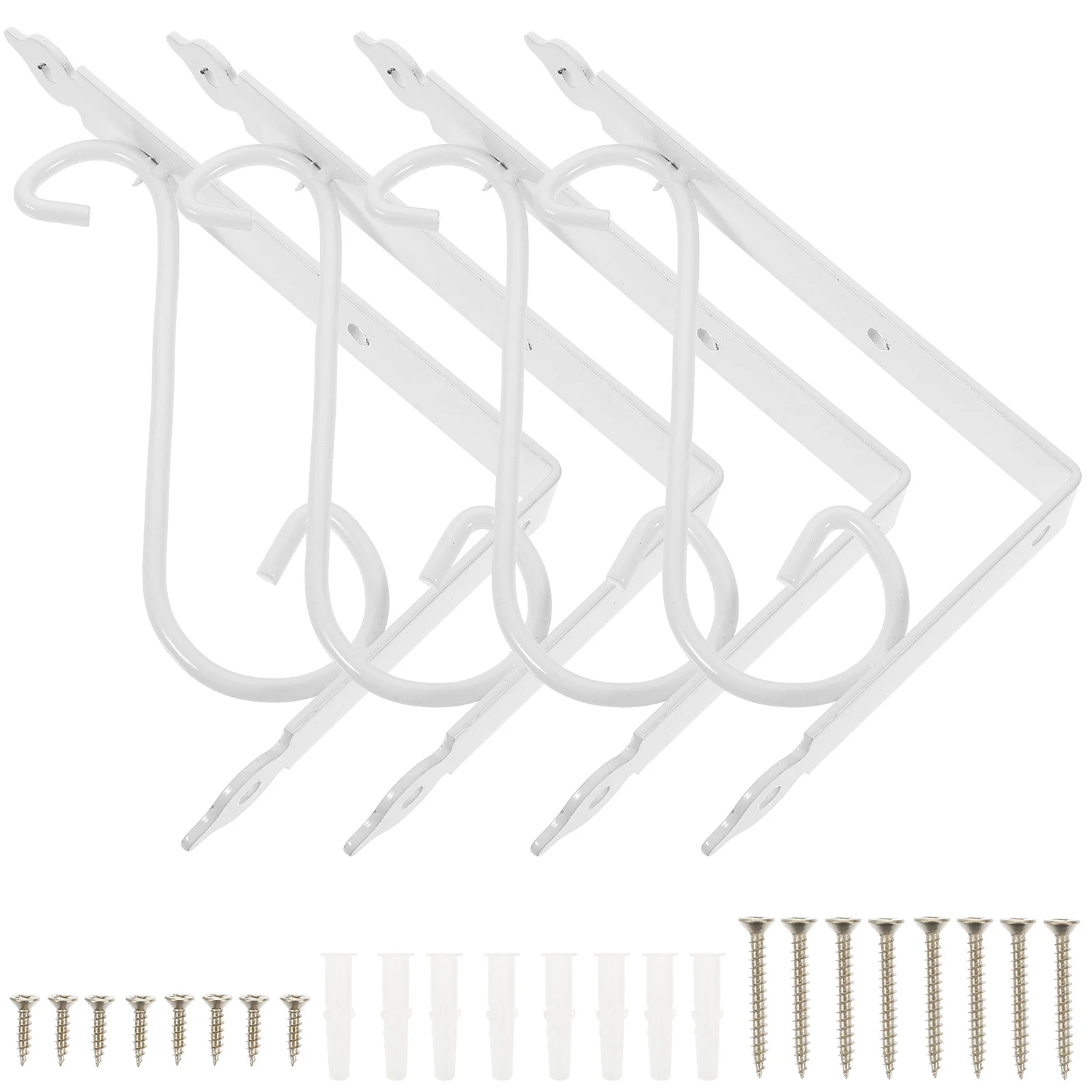 

4 Pcs Wall Mount Bookshelf Bracket Brackets Screws Support Shelves Floating Hanging for White Decorative Hardware