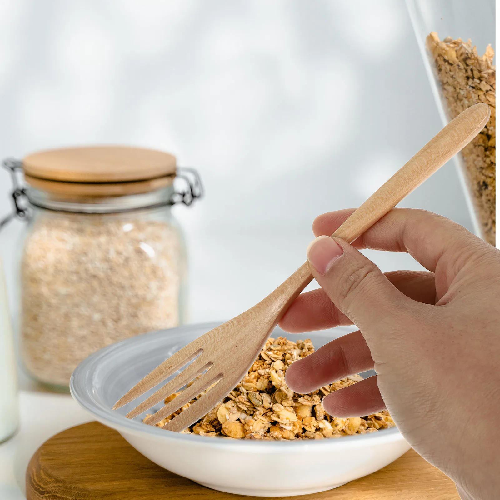 

4 Pcs Wooden Forks Simple Eco Friendly Kitchenware Long H Cooking Tools Smooth Edges Safe Family Restaurant Use