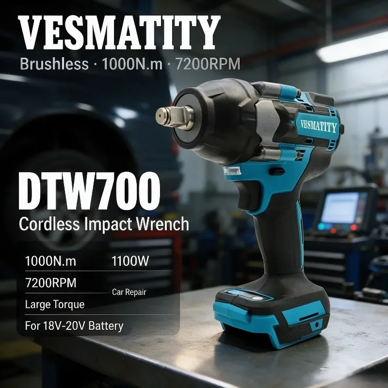 Cordless Impact Wrench DTW700 Brushless 1000N.m 7200RPM Large Torque Stage Building Warehouse For 18V-20V Battery