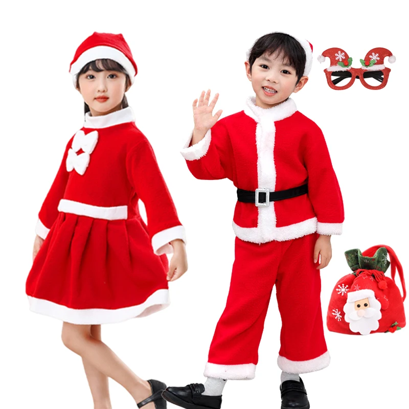 Christmas Baby Clothes Kids Santa Claus Cosplay Costume Boys Long Sleeve Clothes Toddler Girls Dress Cute Infant Winter Outwear