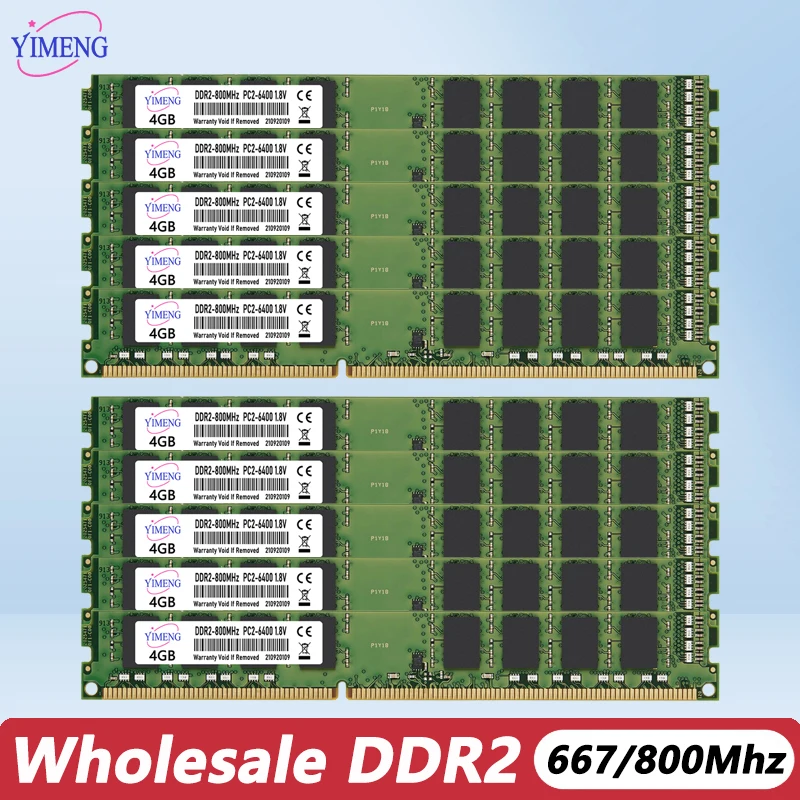 Wholesale 10/30/50Pcs DDR2 2GB 4GB Desktop Memory Ram PC2 667 800Mhz 1.8V 240Pin DIMM Non-ECC PC2-6400 PC2-5300 Memoria Ram