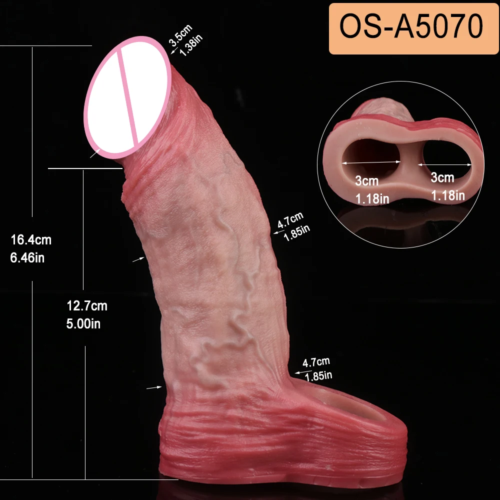 SXXY Ultra Realistic Silicone Penis Enlarger Sleeve with Cock Ring Reusable Penis Extension Sleeve Male Penis Sheath Adult Sex