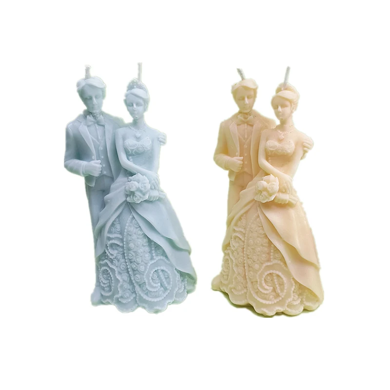 Wedding Couple Candle Silicone Mold Handmade Groom and Bride Wax Resin Epoxy Mould Cake Accessories Gifts to Wedding Ceremonies