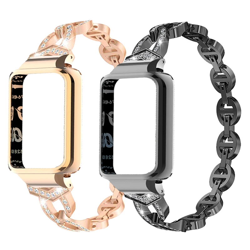 

Ремешок для часов с бриллиантами для HONOR BAND 9, защитный чехол для Honor Band 9, металлический браслет, чехол для Honor Band 9, защитный корпус