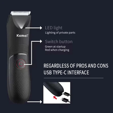 Триммер Kemei KM-1838 для интимных зон с защитной насадкой — пример использования
