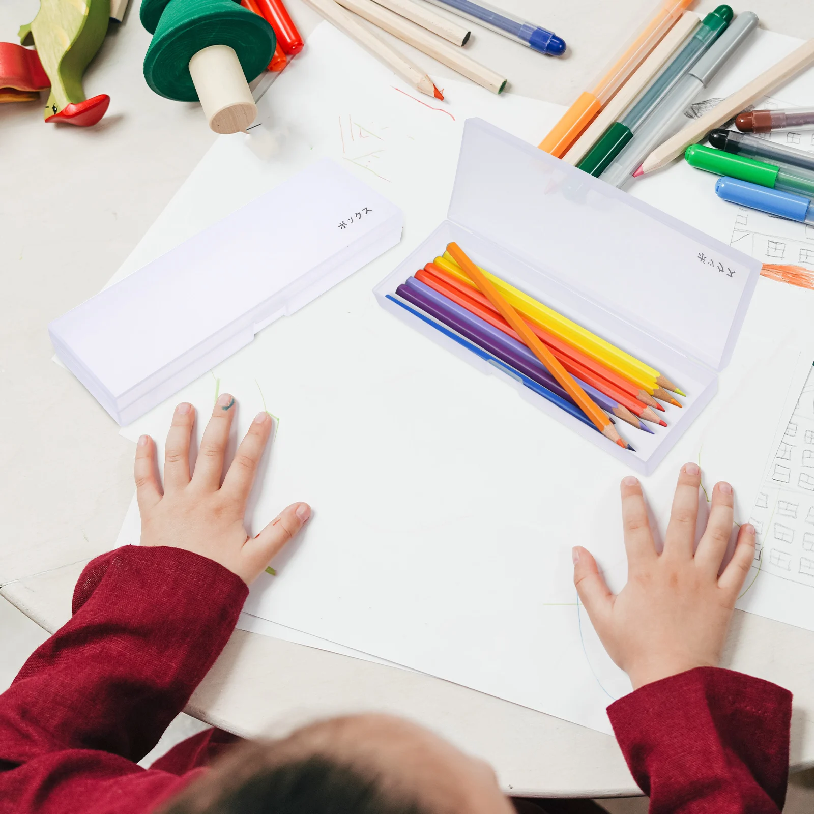 

3pcs Stationery Storage Box Eco friendly Durable Transparent Pencil Case Plastic Multi functional Student Desk ganizer Water