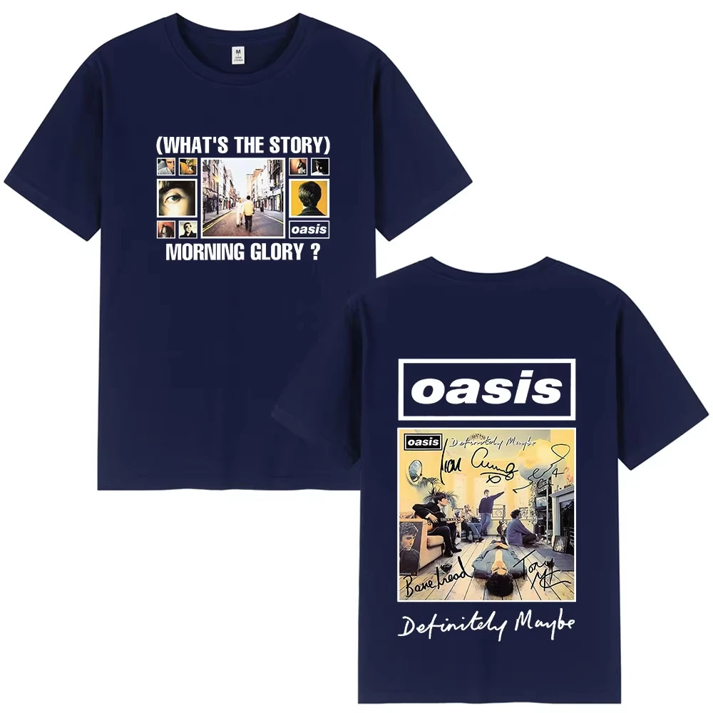 2026 new  Retro Rock Album Collage Graphic T-Shirt, Double Sided Vintage Music Print Casual Short Sleeve Tee
