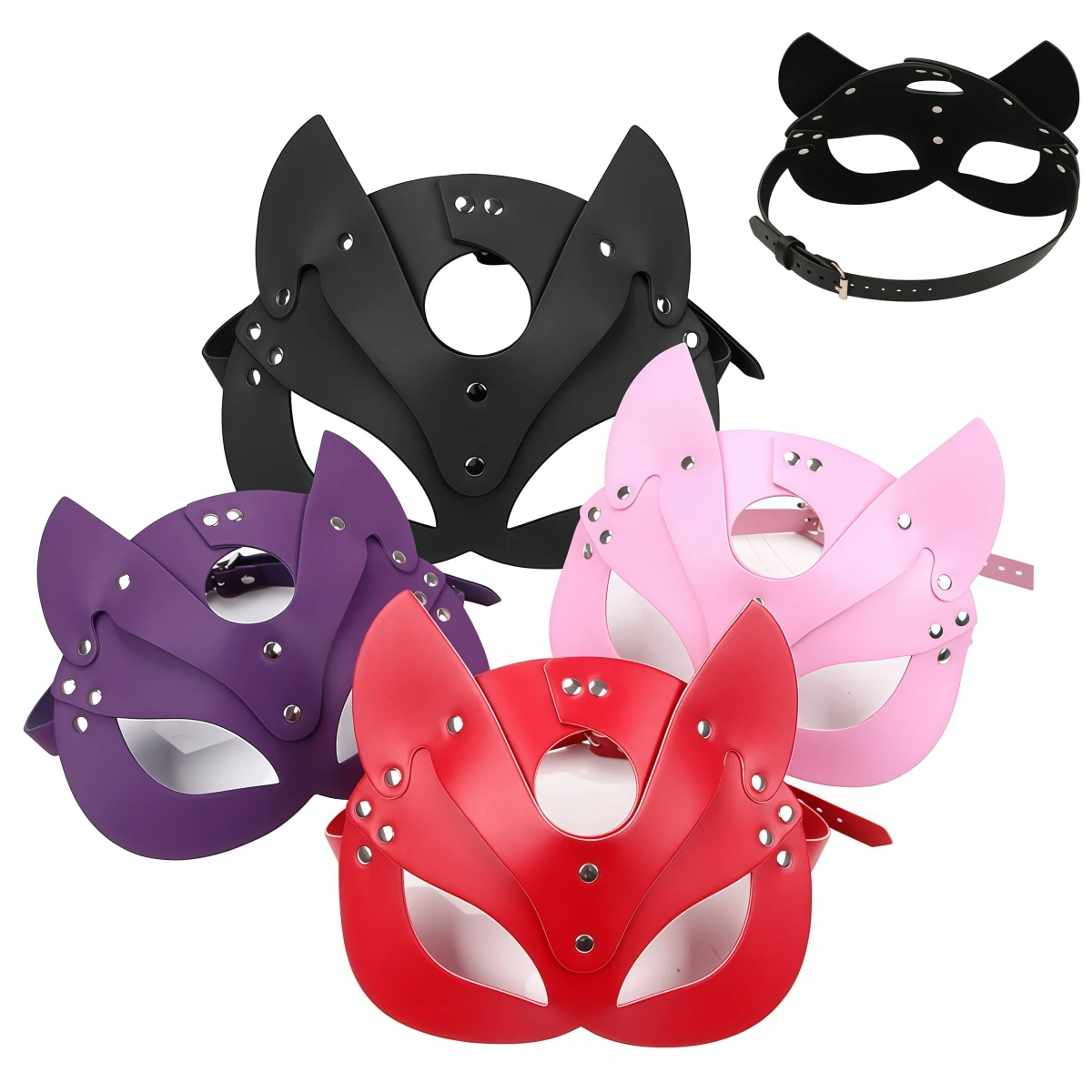 النساء نصف الوجه القط تأثيري أقنعة بو الجلود قناع عين حفلة الهالوين مثير الكبار لوازم زوجين ألعاب كامل رئيس هود قناع #4