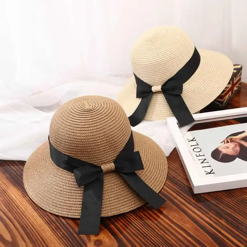 قبعة الشاطئ للنساء، قبعة واسعة الحواف من القش للشمس للنساء، قبعة الشمس النسائية بعامل حماية من الأشعة فوق البنفسجية 50+ من الأشعة فوق البنفسجية