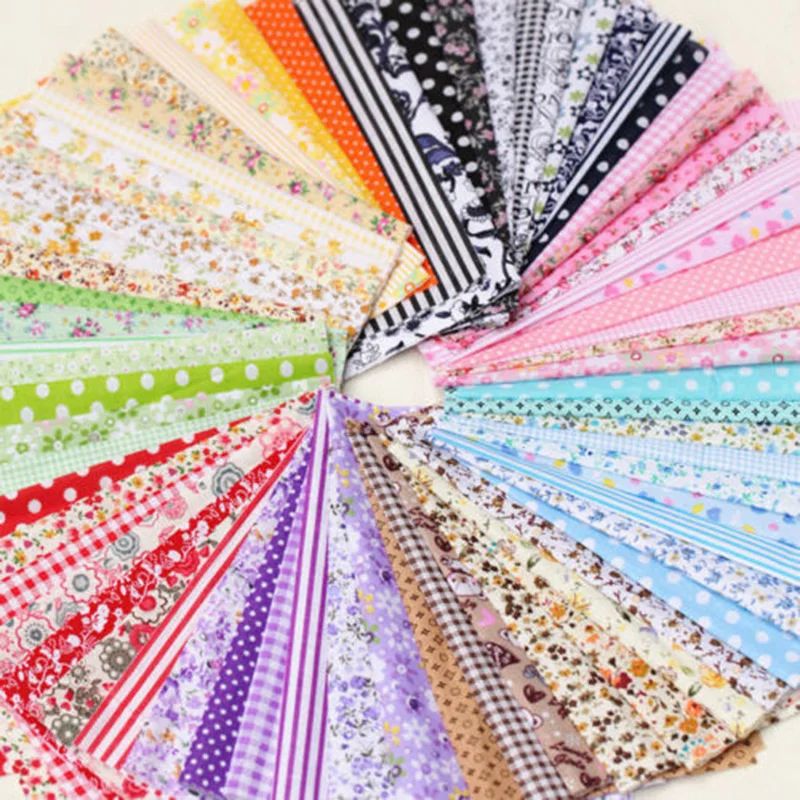 Small Vintage Floral Fabric Series 7 Pieces Assorted Pre-Cut Thick Cotton Quilt Fabric DIY Craft Sewing Handmade Accessory