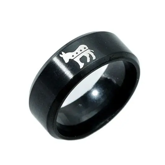 New Design 8mm Titanium Ring For Men And Women Cartoon Donkey Ring Democratic Party Donkey Logo Ring