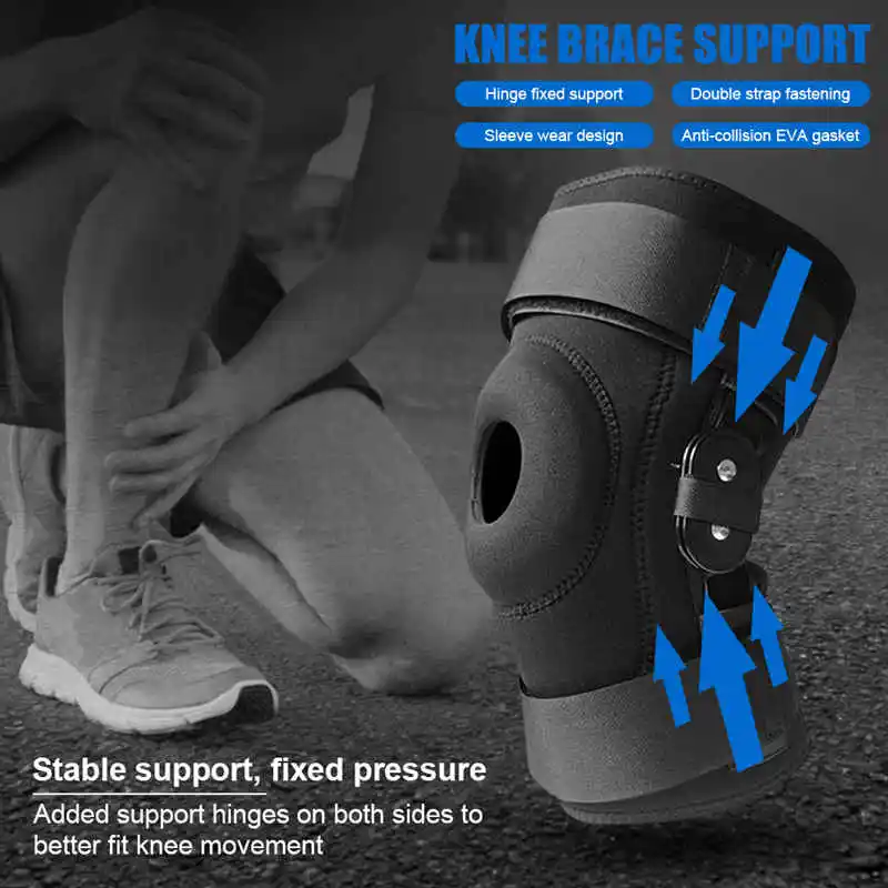 1Piece Hinged Knee Brace Support Gel Patella Support with Removable Dual Side Stabilizers Relieves Arthritis Meniscus Tear Acl